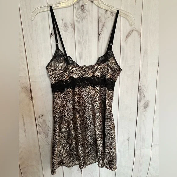 Vintage Victoria’s Secret Leopard Print Lace Chemise Slip Top Dress S/P - Picture 4 of 6